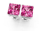 14K White Gold 0.64 Carat Princess Pink Sapphire Stud Earrings