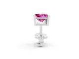 14K White Gold 0.64 Carat Princess Pink Sapphire Stud Earrings