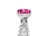 White gold Princess Cut Pink Sapphire Three-Stone Ring with Pavé Split Shank and Four-Prong Setting_29