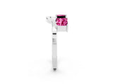 White gold Princess Cut Pink Sapphire Two-Stone Open Band Ring with Four-Prong Setting_20