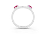 White gold Princess Cut Pink Sapphire Two-Stone Open Band Ring with Four-Prong Setting_21