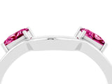 White gold Princess Cut Pink Sapphire Two-Stone Open Band Ring with Four-Prong Setting_22
