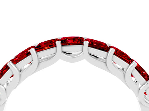White gold Princess Cut Ruby Channel-Set Eternity Band with Prong Setting_10
