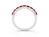 White gold Princess Cut Ruby Channel-Set Eternity Band with Prong Setting_9