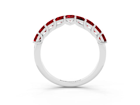 White gold Princess Cut Ruby Channel-Set Eternity Band with Prong Setting_9