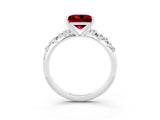 White gold Princess Cut Ruby Cluster Side Stone Solitaire Ring with Prong Setting_27
