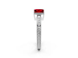 White gold Princess Cut Ruby Engagement Ring with Milgrain Channel Set Band and Prong Setting_2