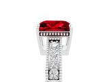 White gold Princess Cut Ruby Engagement Ring with Milgrain Channel Set Band and Prong Setting_5
