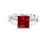 White gold Princess Cut Ruby Engagement Ring with Side Stone Accents and Four-Prong Setting_24