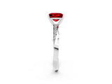 White gold Princess Cut Ruby Engagement Ring with Side Stone Accents and Four-Prong Setting_26