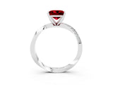 White gold Princess Cut Ruby Engagement Ring with Side Stone Accents and Four-Prong Setting_27