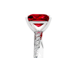 White gold Princess Cut Ruby Engagement Ring with Side Stone Accents and Four-Prong Setting_29