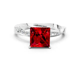 White gold Princess Cut Ruby Engagement Ring with Side Stone Accents and Four-Prong Setting_39