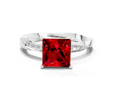 White gold Princess Cut Ruby Engagement Ring with Side Stone Accents and Four-Prong Setting_72