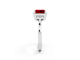 White gold Princess Cut Ruby Halo Ring with Tapered Band and Four-Prong Setting_2