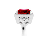 White gold Princess Cut Ruby Halo Ring with Tapered Band and Four-Prong Setting_5