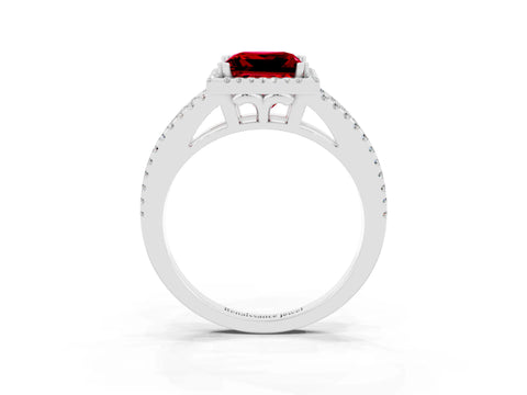 White gold Princess Cut Ruby Halo Split Shank Engagement Ring_15