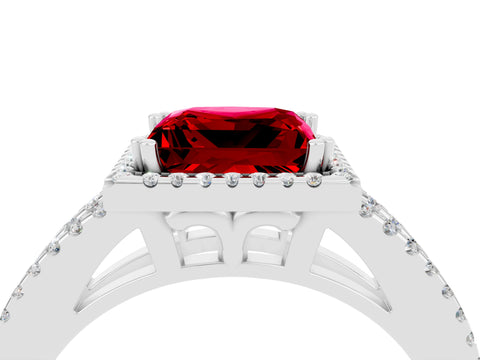 White gold Princess Cut Ruby Halo Split Shank Engagement Ring_16