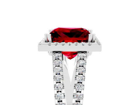 White gold Princess Cut Ruby Halo Split Shank Engagement Ring_17