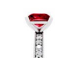 White gold Princess Cut Ruby Milgrain Pavé Engagement Ring with Four-Prong Setting_17