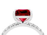 White gold Princess Cut Ruby Pavé Solitaire Ring with Round Band and Prong Setting_40