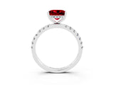 White gold Princess Cut Ruby Pave Band Solitaire Ring with Four-Prong Setting_15