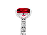 White gold Princess Cut Ruby Pave Band Solitaire Ring with Four-Prong Setting_17