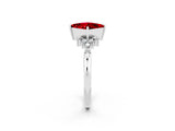 White gold Princess Cut Ruby Ring with Side Stones and Four-Prong Setting_38