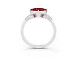 White gold Princess Cut Ruby Ring with Side Stones and Four-Prong Setting_39