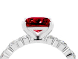 White gold Princess Cut Ruby Side Stone Solitaire Ring with Round  and Four-Prong Setting_52