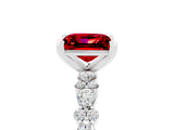 White gold Princess Cut Ruby Side Stone Solitaire Ring with Round  and Four-Prong Setting_53