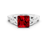White gold Princess Cut Ruby Solitaire Celtic Knot Ring with Four-Prong Setting_12