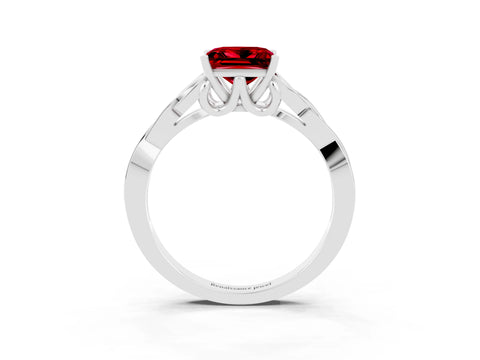 White gold Princess Cut Ruby Solitaire Celtic Knot Ring with Four-Prong Setting_15
