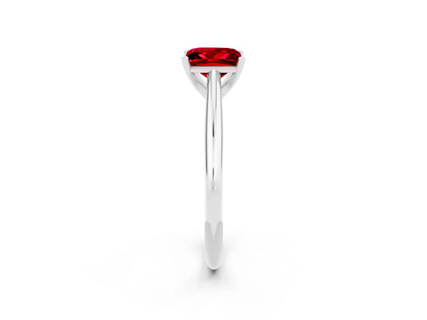 White gold Princess Cut Ruby Solitaire Engagement Ring with Cathedral Setting and Four-Prong Mount_14