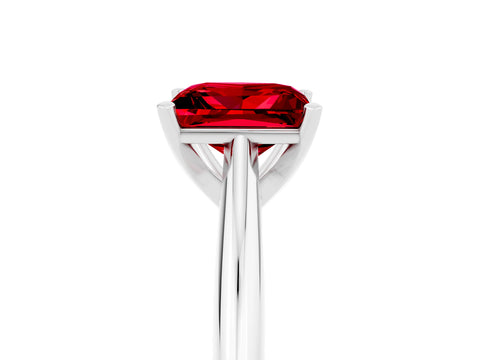 White gold Princess Cut Ruby Solitaire Engagement Ring with Cathedral Setting and Four-Prong Mount_17