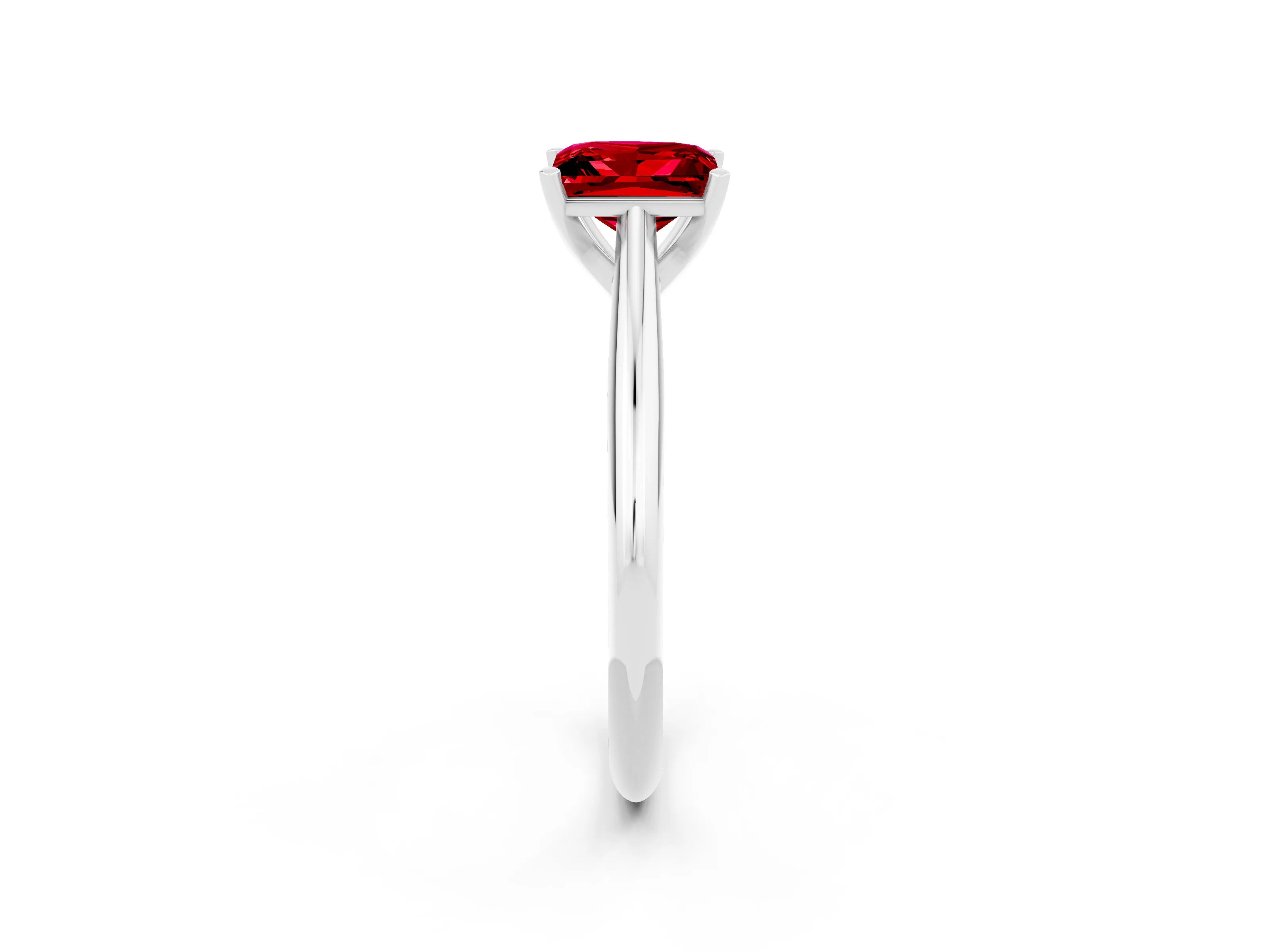 White gold Princess Cut Ruby Solitaire Engagement Ring with Cathedral Setting and Four-Prong Mount_26