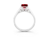 White gold Princess Cut Ruby Solitaire Engagement Ring with Cathedral Setting and Four-Prong Mount_45