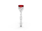 White gold Princess Cut Ruby Solitaire Engagement Ring with Celtic Knot Band and Four-Prong Setting_2