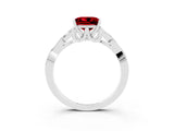 White gold Princess Cut Ruby Solitaire Engagement Ring with Celtic Knot Band and Four-Prong Setting_3