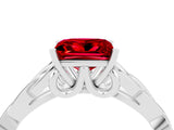 White gold Princess Cut Ruby Solitaire Engagement Ring with Celtic Knot Band and Four-Prong Setting_4
