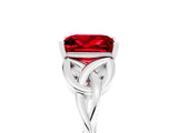 White gold Princess Cut Ruby Solitaire Engagement Ring with Celtic Knot Band and Four-Prong Setting_5