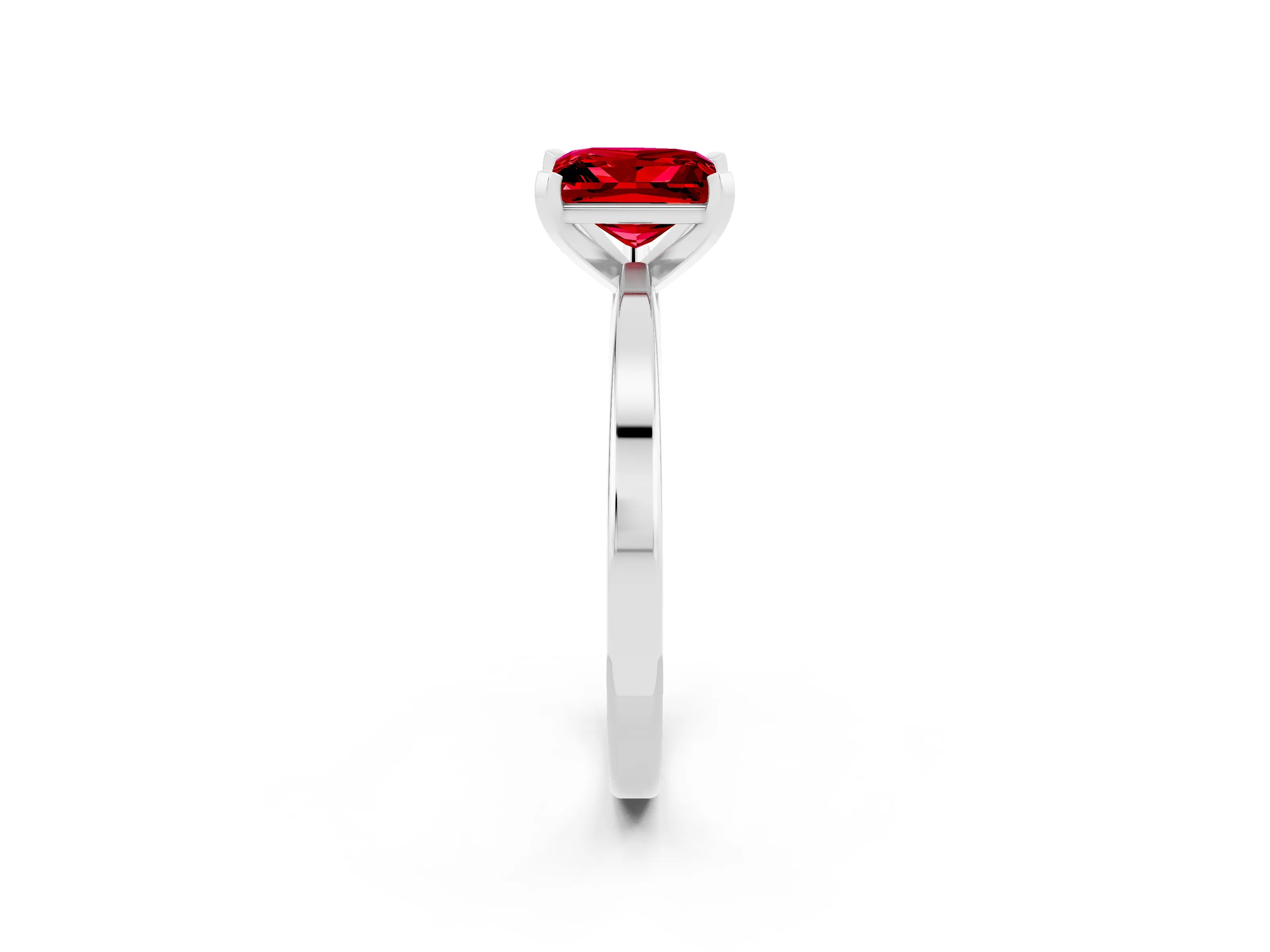 White gold Princess Cut Ruby Solitaire Engagement Ring with Classic Band and Four-Prong Setting_26