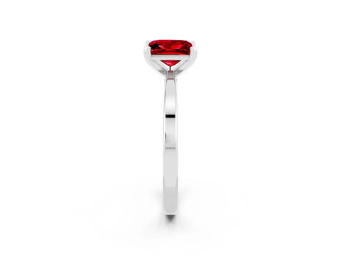 White gold Princess Cut Ruby Solitaire Engagement Ring with Classic Band and Four-Prong Setting_26