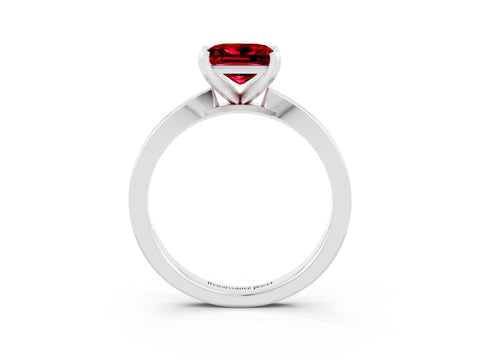 White gold Princess Cut Ruby Solitaire Engagement Ring with Classic Band and Four-Prong Setting_27
