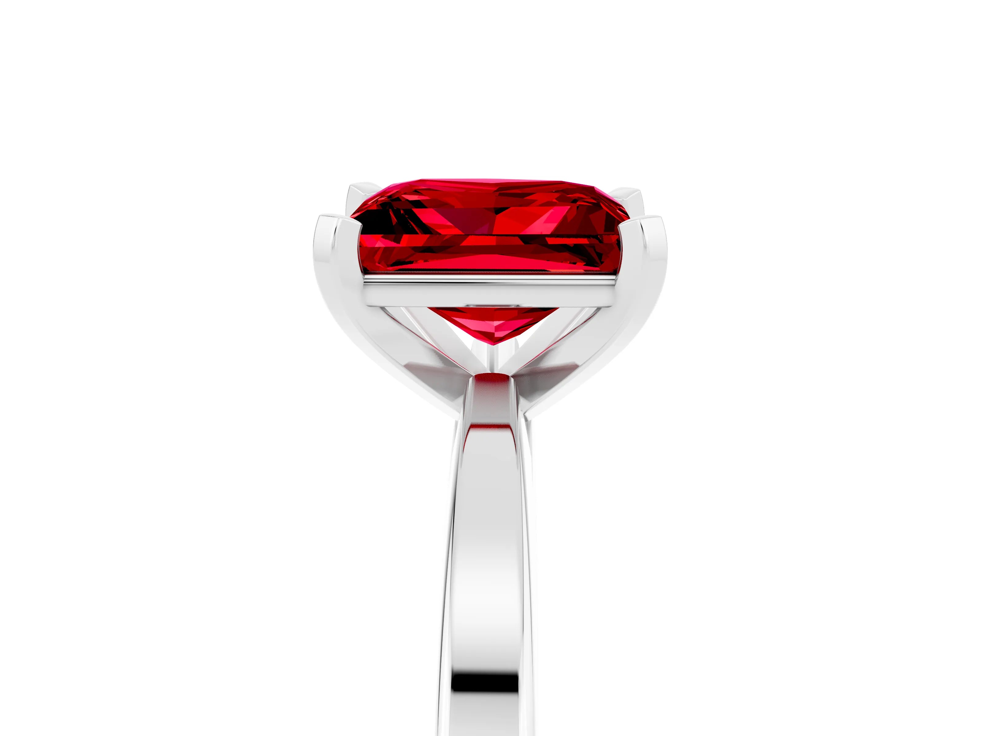 White gold Princess Cut Ruby Solitaire Engagement Ring with Classic Band and Four-Prong Setting_29