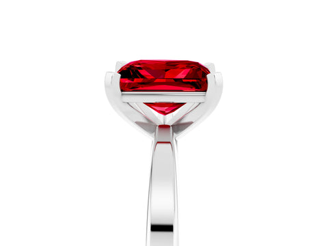 White gold Princess Cut Ruby Solitaire Engagement Ring with Classic Band and Four-Prong Setting_29