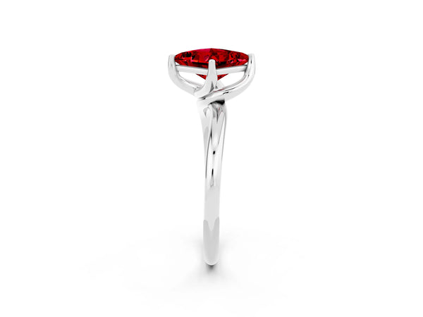 Platinum Princess Cut Ruby Solitaire Engagement Ring with Four-Prong Setting and Classic Band