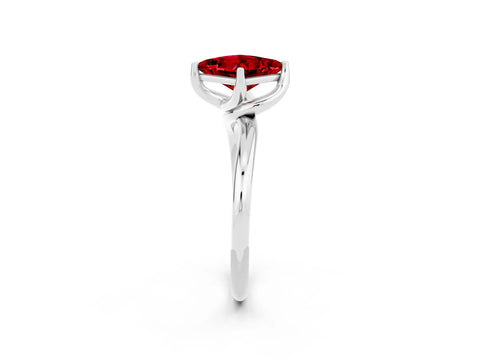 White gold Princess Cut Ruby Solitaire Engagement Ring with Four-Prong Setting and Classic Band_14