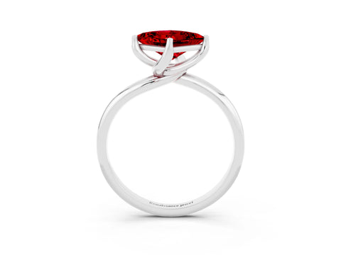 White gold Princess Cut Ruby Solitaire Engagement Ring with Four-Prong Setting and Classic Band_15