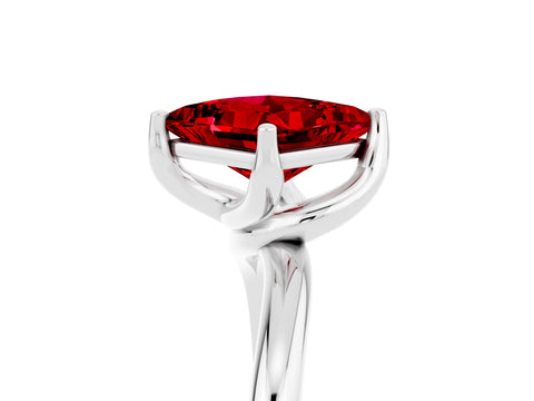 White gold Princess Cut Ruby Solitaire Engagement Ring with Four-Prong Setting and Classic Band_17